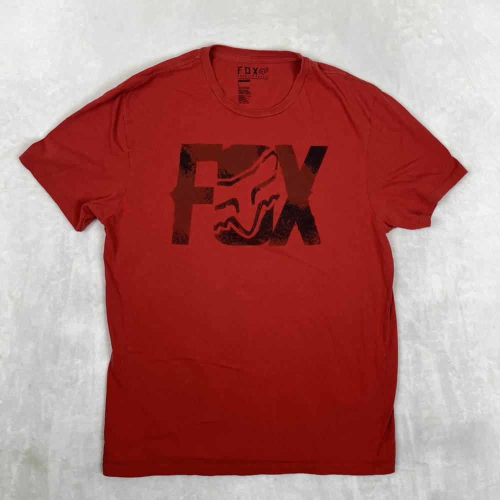 Fox Racing T-Shirt Mens Large Red FOX Logo Slim Fit Motocross Graphic Tee